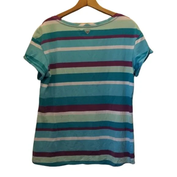 Columbia PFG Omni Wick Women's Size XL Striped Short Sleeve Popover Top - Picture 7 of 13